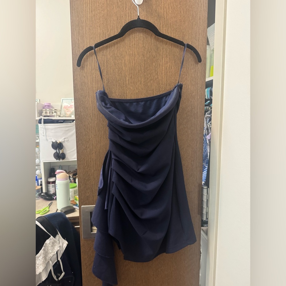 Hello molly (I think) navy mini dress with ruffle